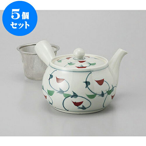 5個セット 急須 新錦唐草中急須(万能茶こし付) [11 x 9.2cm 420cc] | ポット 急須 きゅうす 土瓶 お茶 一服 まったり 人気 おすすめ 食器 業務用 飲食店 カフェ うつわ 器 おしゃれ かわいい ギフト プレゼント 引き出物 誕生日 贈り物 贈答品 食器セット