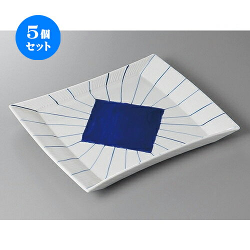 5個セット☆ 長角盛皿 ☆紺筋盆皿 [ 28.5 x 22.4 x 2.5cm ] | 盛皿 和食 取り皿 居酒屋 人気 おすすめ 食器 業務用 ファミリー 飲食店 カフェ うつわ ホテル 家庭用 器 おしゃれ SNS 内祝い ギフト プレゼント パーティ 引き出物 誕生日 記念日 贈り物 SNS 食器セット
