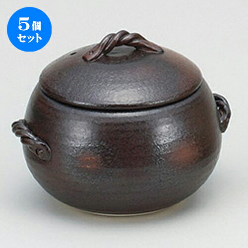 5個セット☆ ごはん鍋 ☆黒丸ごはん鍋(小)3合炊 [ 21 x 18 x 16.5cm ] | 人気 おすすめ 食器 洋食器 業務用 飲食店 カフェ うつわ 器 おしゃれ かわいい ギフト プレゼント 誕生日 贈答品 食器セット 食器セット