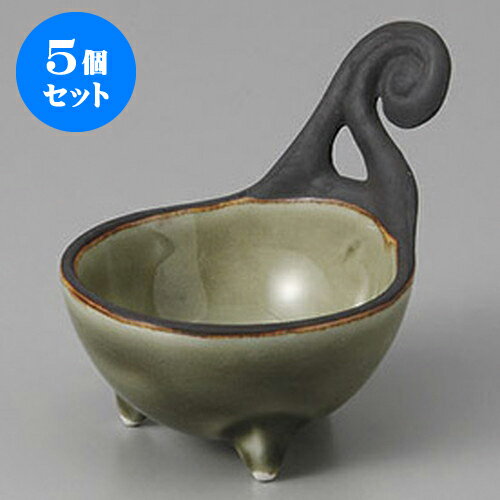 5個セット 珍味 桃山織部ビワ型手付珍味 [6 x 6.5cm] | 珍味 小付け 小鉢 小皿 お漬物 薬味入れ おすす..