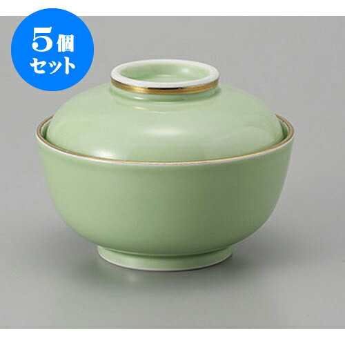 5個セット 円菓子 有田焼渕金グリーン釉小蓋物 [11.5 x 8.5cm] | 煮物 料亭 旅館 割烹 碗 人気 おすす..