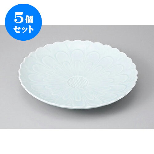 5個セット 有田焼盛皿 有田焼青白磁菊彫10号皿 [30.5 x 5cm] | 盛り皿 盛皿 人気 おすすめ フルーツ皿 パーティー パスタ皿 食器 業務用 飲食店 カフェ うつわ 器 ギフト プレゼント 引き出物 誕生日 贈り物 贈答品 おしゃれ かわいい 食器セット