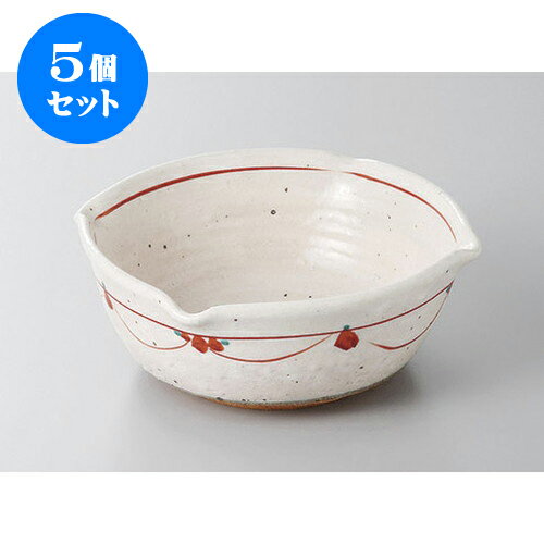 5個セット 大鉢・盛鉢 赤絵四つ押5.5