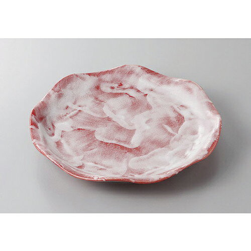 丸盛皿 赤彩花花型8.0皿 [25 x 3.5cm] | 盛り皿 盛皿 人気 おすすめ フルーツ皿 パーティー パスタ皿 食器 業務用 飲食店 カフェ うつわ 器 ギフト プレゼント 引き出物 誕生日 贈り物 贈答品 おしゃれ かわいい(3.0)