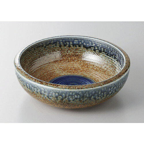 大鉢・盛鉢 藍流し青炎括り手8.0盛