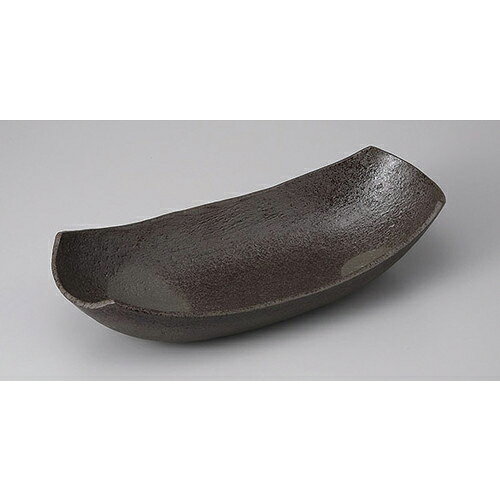 変形盛鉢 炭化土長鉢 [34.5 x 15.8 x 8.3cm] 土物 | 盛り鉢 盛鉢 万能 取り鉢 おすすめ 食器 業務用 飲食店 カフェ うつわ 器 おしゃれ かわいい お洒落 可愛い おしゃれ かわいい お洒落 可愛い