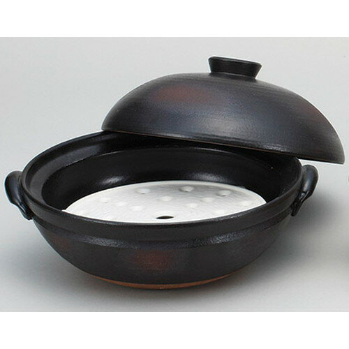 ☆ むし鍋 ☆鉄釉9号蒸し鍋(サナ付) [ 31.5 x 29 x 18cm ] 【 料亭 旅館 和食器 飲食店 業務用 】