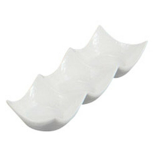 白磁石目型豆三連皿 [ 15 x 5 x 2.5cm ] [ そば用品 ] | 蕎麦屋 飲食店 和食 業務用