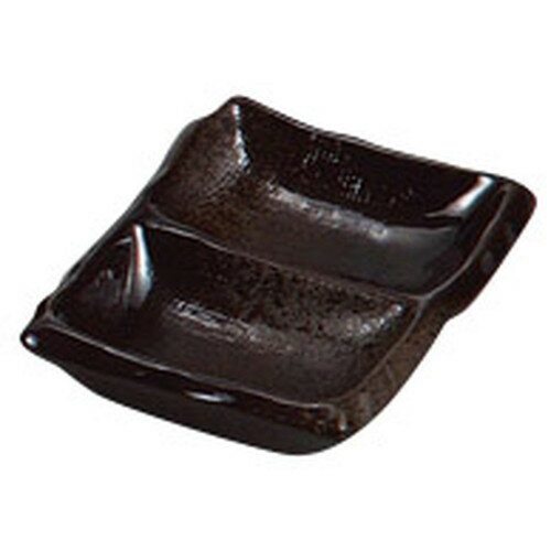 備前風灰釉ミニ2品盛長角皿 [ 9 x 6.8 x 2cm ] [ そば用品 ] | 蕎麦屋 飲食店 和食 業務用