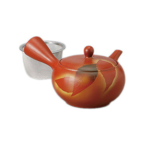 茶具 - 朱泥カゴ平型木の葉急須(U)17 x 15 x 8cm 350cc ] | ポット 急須 きゅうす 土瓶 お茶 一服 まったり 人気 おすすめ 食器 業務用 飲食店 カフェ うつわ 器 おしゃれ かわいい ギフト プレゼント 引き出物 誕生日 贈り物 贈答品