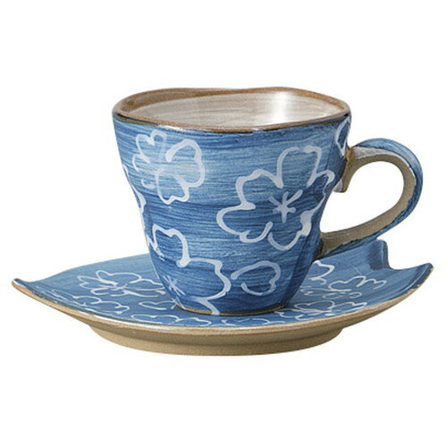 マット青桜花びらC/S [ C:10.5 x 8 x 7cm 200cc S:15 x 8.2 x 2.5cm ] [ カップ＆ソーサー ] | コーヒー カップ ティー 紅茶 喫茶 碗皿..