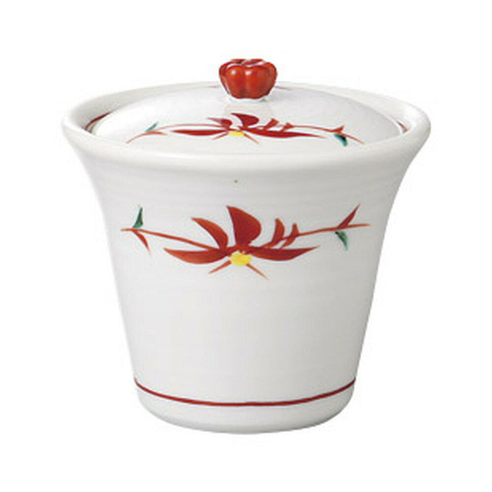 5個セット むし碗 赤絵草花ラッパ形むし碗 [9.5 x 8cm] | 茶碗蒸し ちゃわんむし 蒸し器 寿司屋 碗 人気 おすすめ 食器 業務用 飲食店 おしゃれ かわいい ギフト プレゼント 引き出物 誕生日 贈り物 贈答品