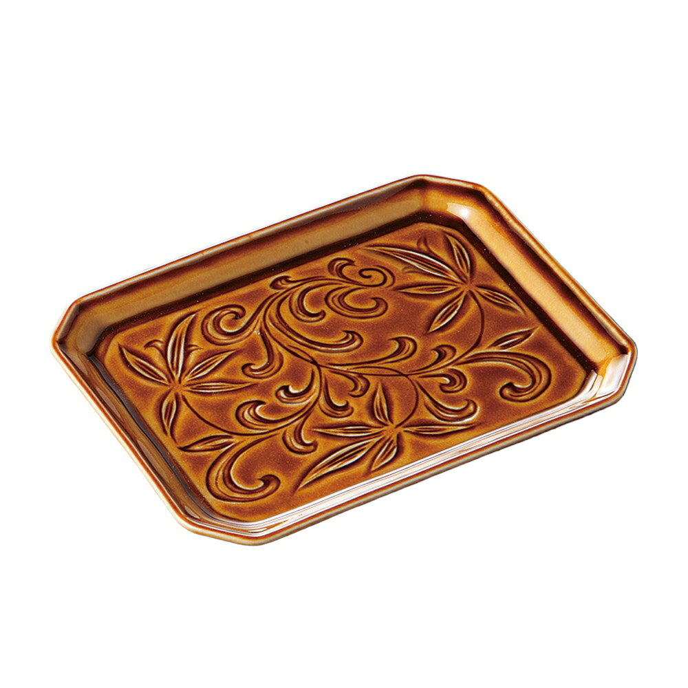 ユリ唐草　飴長角銘々皿 [14.4×11×1cm] | SNS インスタ映え おしゃれ かわいい かっこいい カフェ 和カフェ おうちカフェ 器 食器 和食器 洋食器 業務用 贈答 プレゼント ギフト シンプル モダン お祝い セット