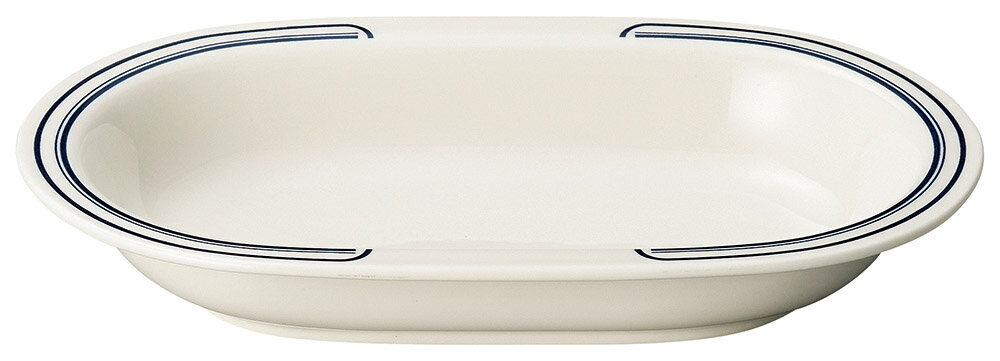 [商品名]オーシャンライン　10吋ベーカー[素材][寸法]26×16.5×4cm結婚式のお返し、母の日のプレゼント、退職祝いなど、さまざまな場面でご利用いただけます。陶器の専門問屋が厳選した、プレゼントやギフトにピッタリな逸品です。[26×16.5×4cm] 強化磁器 紺ラインがアクセントのプレートでございます。新鮮な素材を美しく盛り付け、大切なお客様に料理を提供すれば、より一層料理が美味しく見えること間違いないでしょう。ご自宅での普段使いの他に、レストランやカフェなどの飲食店で、季節を問わずご利用いただける商品でございます。また、弊社サイトでは他にも様々な商品を数多く取り揃えておりますので、お好みや用途、御予算に合わせてお選び下さいませ。一部の商品はメーカーよりお取り寄せとなりますので、納期が前後することがございます。あらかじめご了承ください。商品によっては手造りのため、写真と色・かたちが若干異なることがございます。われものですので丁重に梱包させていただいておりますが、ご質問などございましたらお気軽にお問い合わせください。ご注文に関する注意事項は 【こちら】ご購入前にご確認ください。