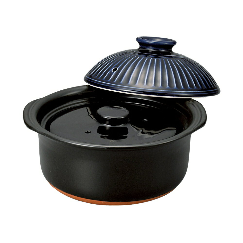 菊花ルリ3合炊飯鍋 [24.5×22×16.5cm] | 業務用 贈答 プレゼント ギフト おしゃれ かわいい セット ごはん ご飯 鍋 土鍋