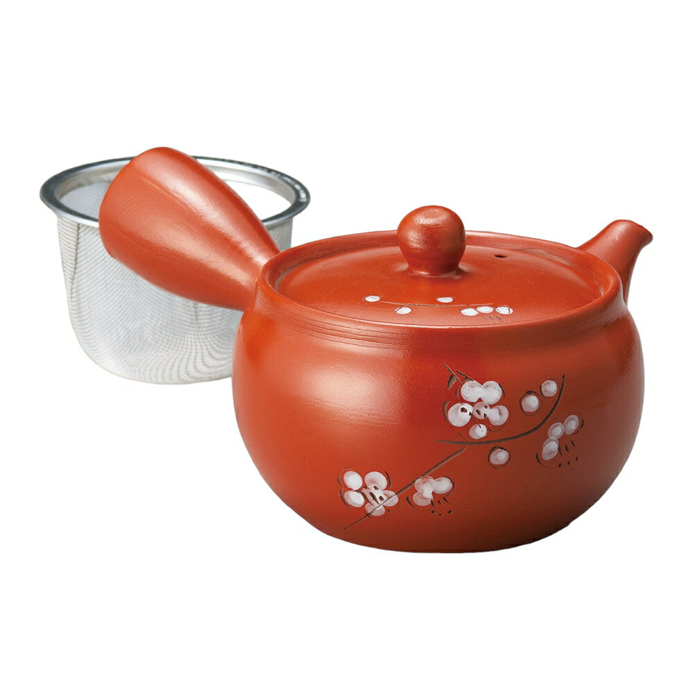 朱泥小梅2．2合急須カゴアミ [400cc] | 業務用 贈答 プレゼント ギフト おしゃれ かわいい お祝い セッ..