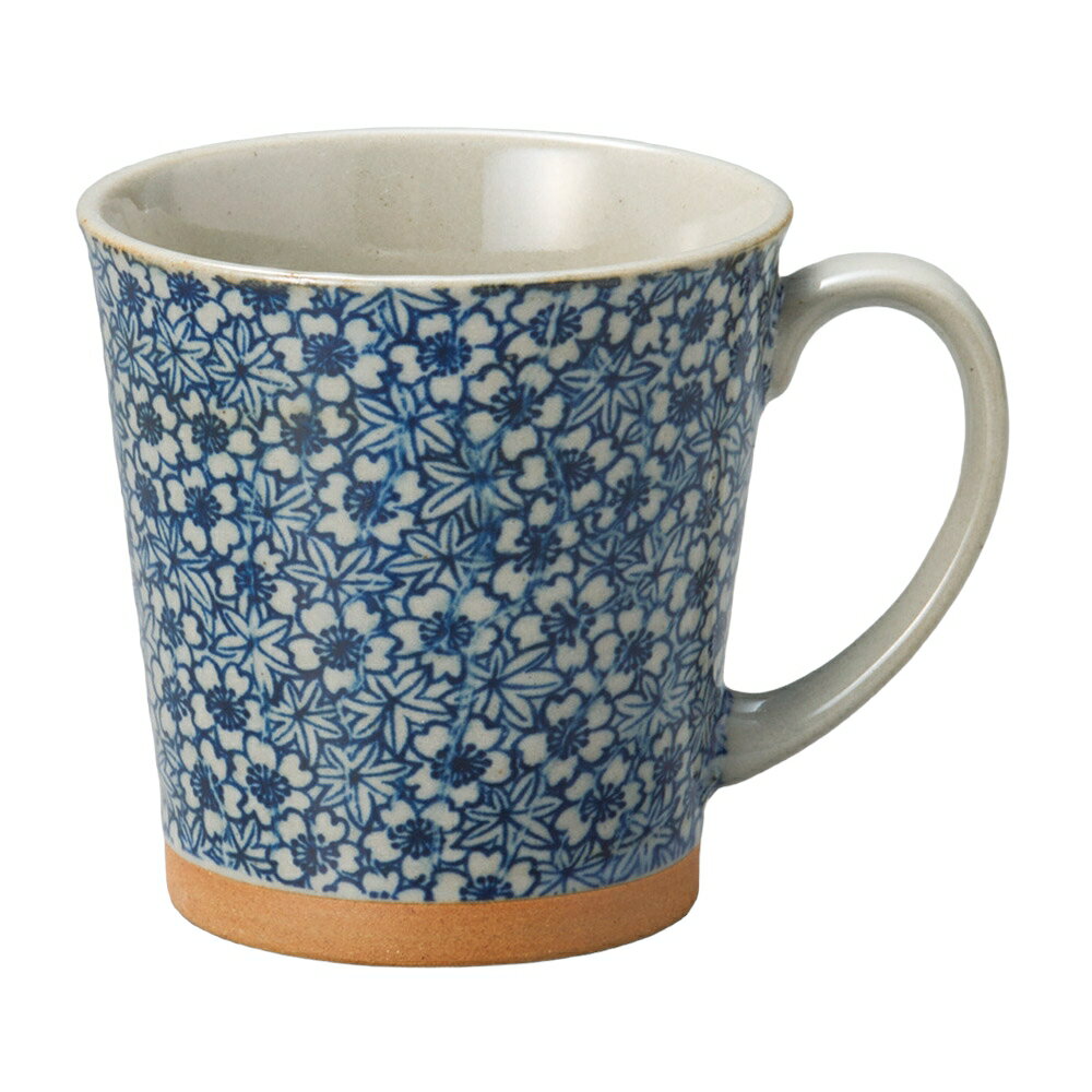 小紋染　桜紅葉土物マグ　青 [8.5×8.5cm 255cc] | 喫茶店 業務用 カフェ 贈答 プレゼント ギフト おし..