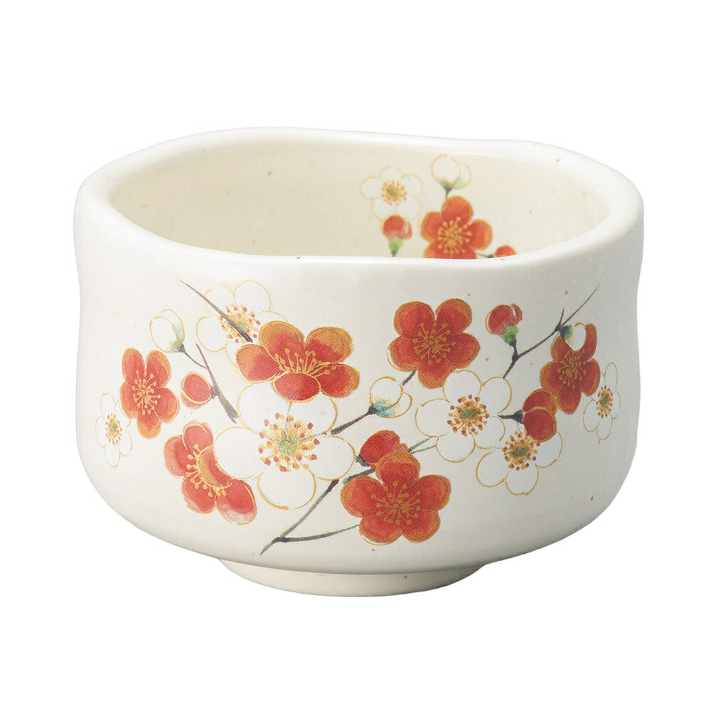 粉引梅野点抹茶碗 [9.3×6.5cm] | 茶道具 茶道 裏千家 表千家 茶器 抹茶碗 お抹茶 稽古用 茶会 茶席 お点前 お土産 プレゼント ギフト 贈り物