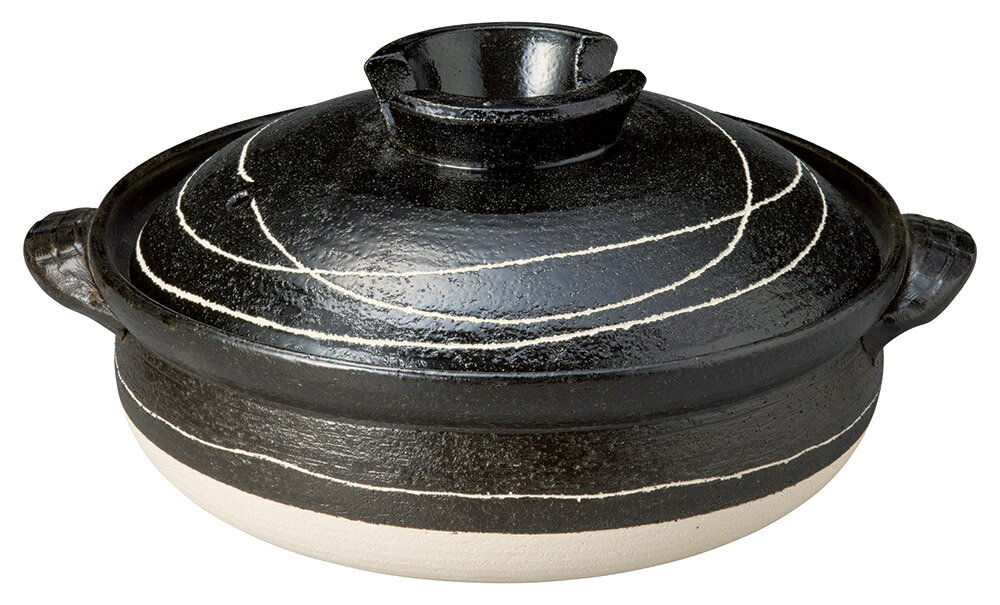 黒釉らせん6号鍋 [22×18.5×10.5cm] | 業務用 贈答 プレゼント ギフト モダン おしゃれ かわいい セット ごはん ご飯 鍋 おでん