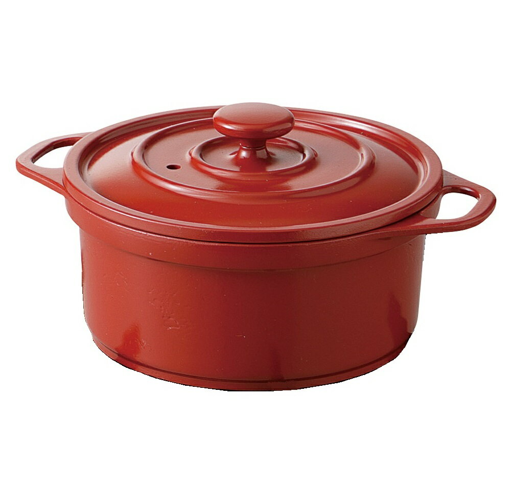 アルミミニココット12cm赤（M11−079） 12×7.4cm 和食 料亭 業務用 おしゃれ 定食 セット 鍋 懐石料理 一人鍋