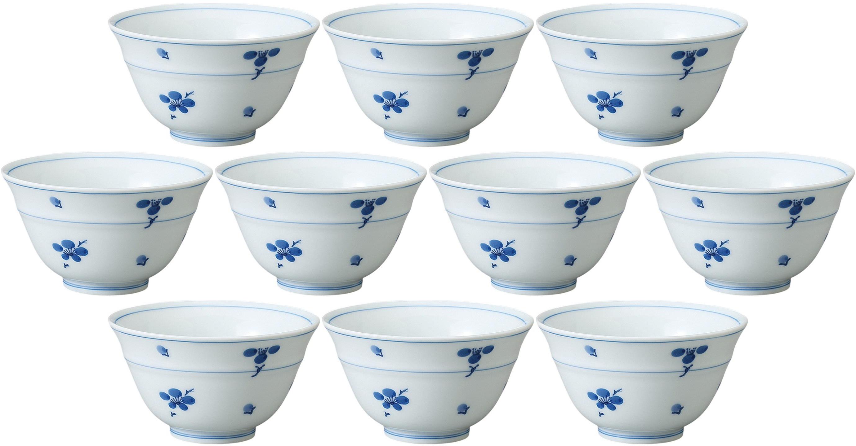 Arita Ware - 10個セット 有田焼 幸梅反仙茶[9×5cm 150cc]| 湯呑 湯のみ せん茶 千茶 一服 人気 おすすめ 食器 業務用 飲食店 カフェ うつわ 器 おしゃれ かわいい ギフト プレゼント 引き出物 誕生日 贈り物 贈答品 [] |