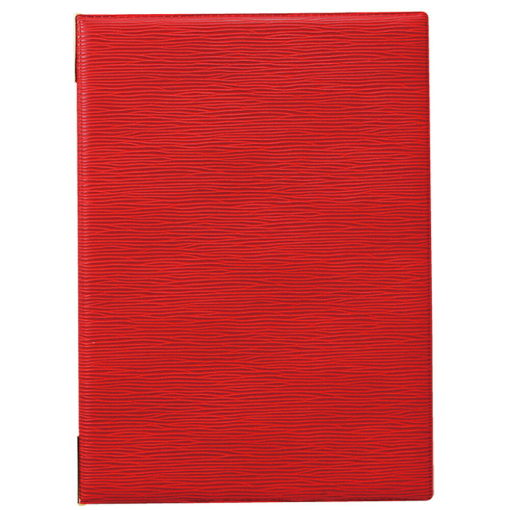 レザータッチ グルーブメニュー 大 レッド [ 232 x 314mm ] 【 メニュー 】| レストラン カフェ 喫茶店 飲食店 卓上 店舗備品 お品書き 業務用