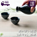 黒が渋い酒器3点セット 漆黒 | 黒 ブラック くろ 徳利 盃 酒器セット お花見 シック オシャレ食器 お洒落 可愛い かわいい 陶器 和食器 食洗機可 レン...