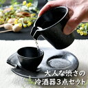 大人な渋さの冷酒器3点セット 日本酒 冷酒 オシャレ食器 お洒落 可愛い かわいい 陶器 和食器 食洗機可 レンジ可 業務用 日本製 国産 ギフト プレゼント 誕生日 出産祝い