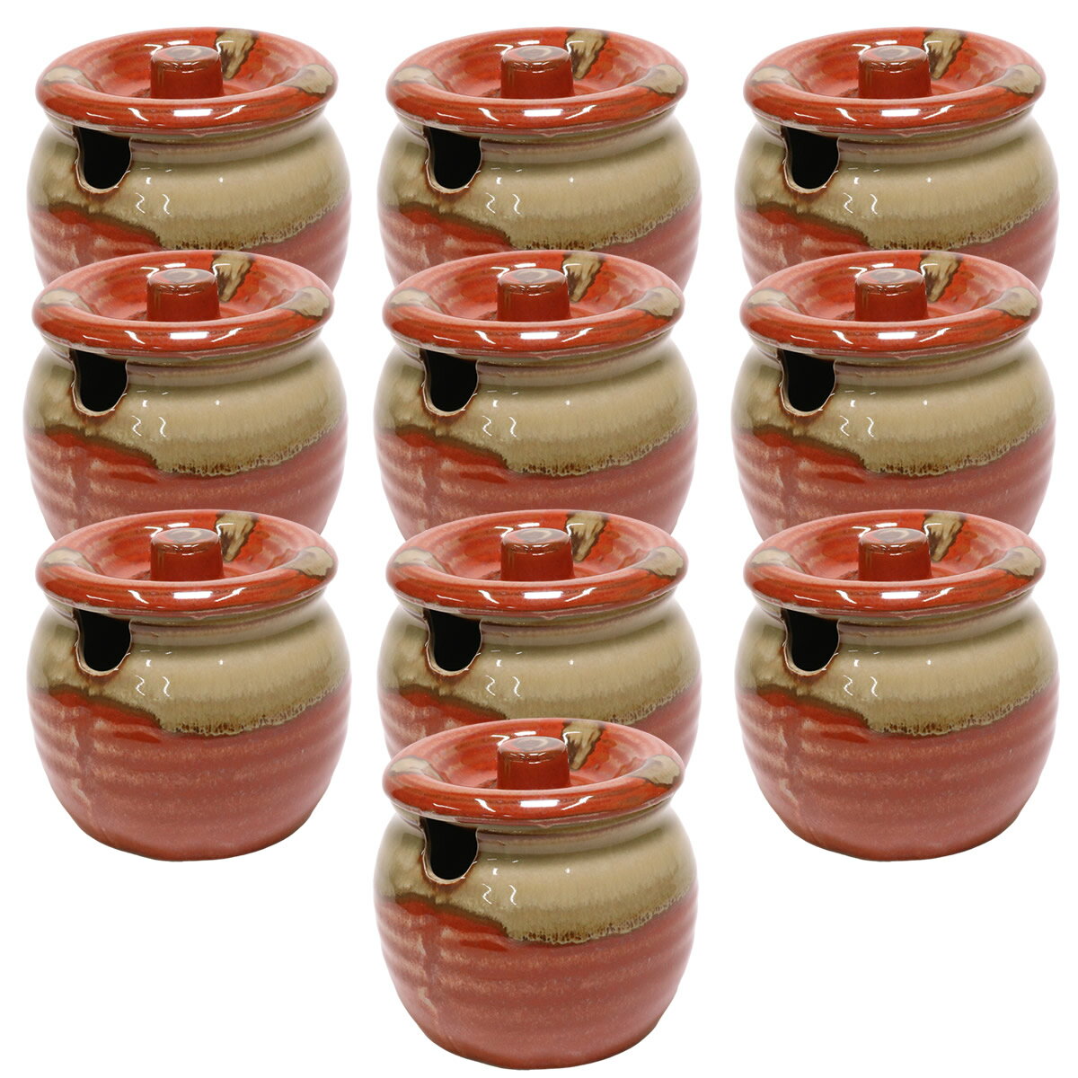 10個セット 調味料入 赤白流し薬味入れ　4号 [ 12.5 x 11.3cm 容量：約620cc ] 土物 | 人気 おすすめ 食器 洋食器 業務用 飲食店 カフェ うつわ 器 おしゃれ かわいい ギフト プレゼント 誕生日 贈答品 食器セット 食器セット