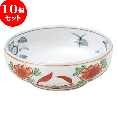 10個セット 和陶オープン 赤絵花 4.5サラダボール [ 13 x 4.8cm ] | 人気 おすすめ 食器 洋食器 業務用 飲食店 カフェ うつわ 器 おしゃれ かわいい ギフト プレゼント 誕生日 贈答品 食器セット 食器セット