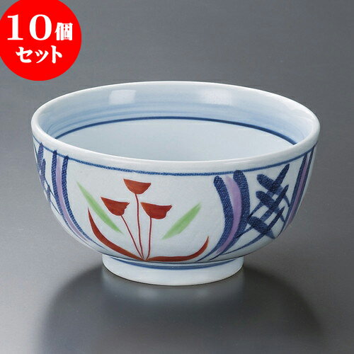 10個セット 多用丼 赤絵間取花多用丼（小） [ 12.5 x 7cm 450cc ] | お好み丼 丼ぶり カフェ丼 鉢 ラーメン そば うどん ボウル 食器 業務用 飲食店 カフェ うつわ 器 おしゃれ かわいい ギフト プレゼント 誕生日 贈り物 贈答品 食器セット