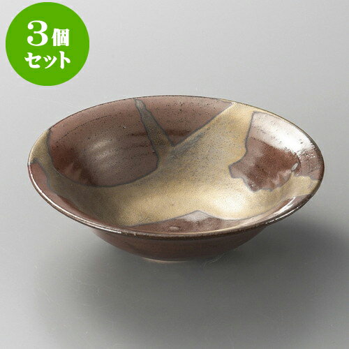 3個セット向付 柿釉金彩6.4丸鉢（信楽焼） [ 19.3 x 5cm ] | 和食器 鉢 小鉢 ボウル 浅鉢 料亭 ホテル 食器 業務用 飲食店 カフェ うつわ 器 おしゃれ かわいい ギフト プレゼント 内祝い 誕生日 贈り物 贈答品 おすすめ 食器セット
