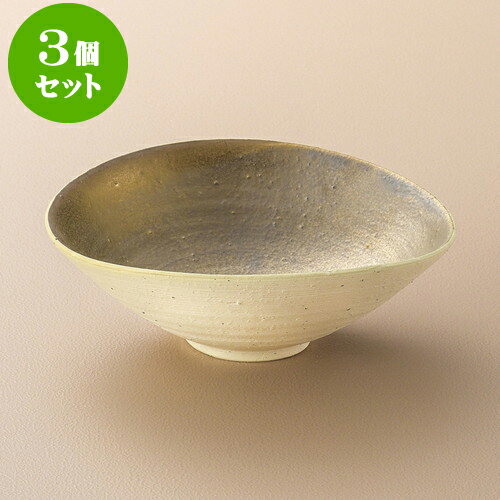 3個セット向付 焼〆金彩楕円向付（信楽焼） [ 17.5 x 16.2 x 6.2cm ] | 和食器 鉢 小鉢 ボウル 浅鉢 料亭 ホテル 食器 業務用 飲食店 カフェ うつわ 器 おしゃれ かわいい ギフト プレゼント 内祝い 誕生日 贈り物 贈答品 おすすめ 食器セット