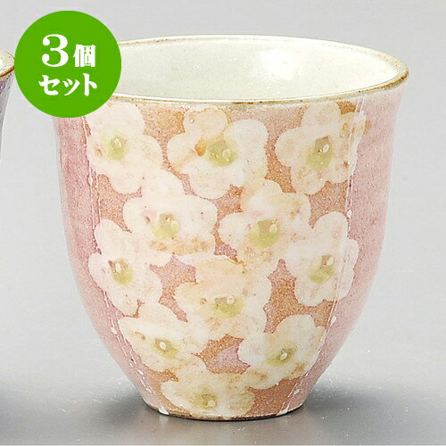 3個セット長湯呑 粉引花畑湯呑 ピンク [ 8.5 x 8.7cm 250cc ] | ゆのみ 湯呑 湯飲み 一服 お茶 人気 おすすめ 食器 業務用 飲食店 カフェ ペア うつわ 器 おしゃれ かわいい ギフト プレゼント 引き出物 誕生日 贈り物 贈答品 食器セット