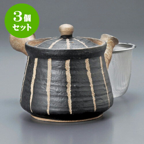 3個セット急須 彫十草急須小（黒）（アミ付）10 x 12.5cm 350cc ] | ポット 急須 きゅうす 土瓶 お茶 一服 まったり 人気 おすすめ 食器 業務用 飲食店 カフェ うつわ 器 おしゃれ かわいい ギフト プレゼント 引き出物 誕生日 贈り物 贈答品 食器セット