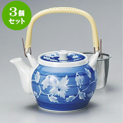 3個セット土瓶 呉須巻蔦U付10号土瓶（有田焼） [ 16.5 x 13.5cm 1,800cc ] | ポット 急須 土瓶 お茶 大きい 一服 まったり 人気 おすすめ 食器 業務用 飲食店 カフェ うつわ 器 おしゃれ かわいい ギフト プレゼント 引き出物 誕生日 贈り物 贈答品 食器セット