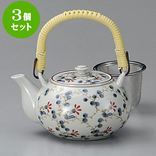 3個セット土瓶 錦草花U付4号土瓶（有田焼） [ 12.5 x 9.5cm 550cc ] | ポット 急須 土瓶 お茶 大きい 一服 まったり 人気 おすすめ 食器 業務用 飲食店 カフェ うつわ 器 おしゃれ かわいい ギフト プレゼント 引き出物 誕生日 贈り物 贈答品 食器セット