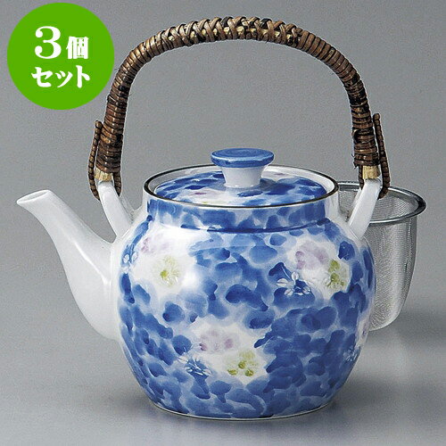 3個セット土瓶 墨はじき二色花U付 6号土瓶（有田焼） [ 14.5 x 11cm 1,050cc ] | ポット 急須 土瓶 お茶 大きい 一服 まったり 人気 おすすめ 食器 業務用 飲食店 カフェ うつわ 器 おしゃれ かわいい ギフト プレゼント 引き出物 誕生日 贈り物 贈答品 食器セット