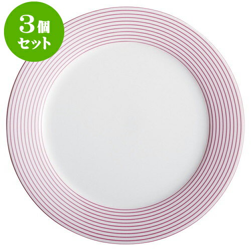 3個セットもだんコントラスト プレートアラカルトボーダーピンク10吋プレート [ 27.4 x 2.8cm ] | 大皿 プレート パーティ 人気 おすすめ 食器 洋食器 業務用 飲食店 カフェ うつわ 器 おしゃれ かわいい ギフト 引き出物 誕生日 贈り物 自宅用 大きい 食器セット