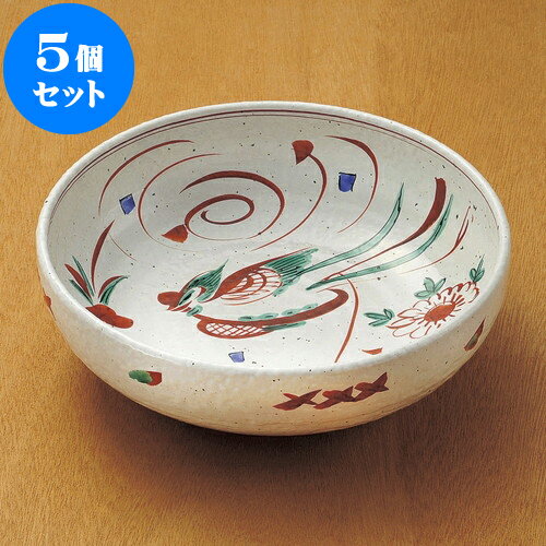 5個セット大鉢 花鳥粉引8.0盛鉢 [ 25 x 7.5cm ] | 盛り鉢 盛鉢 万能 取り鉢 おすすめ 食器 業務用 飲食店 カフェ うつわ 器 おしゃれ かわいい お洒落 可愛い おしゃれ かわいい お洒落 可愛い 食器セット