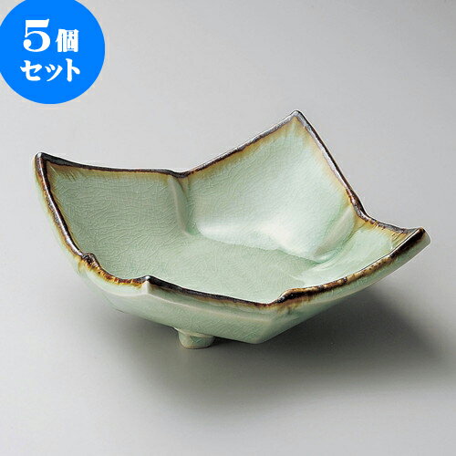 5個セット向付 ビードロ渕さびタタラ型三ツ足刺身鉢 [ 15 x 15 x 7cm ] | 和食器 鉢 小鉢 ボウル 浅鉢 料亭 ホテル 食器 業務用 飲食店 カフェ うつわ 器 おしゃれ かわいい ギフト プレゼント 内祝い 誕生日 贈り物 贈答品 おすすめ 食器セット