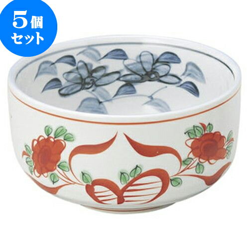 5個セット 和陶オープン 赤絵花 深口5.0ボール [ 15.5 x 8.5cm ] | 人気 おすすめ 食器 洋食器 業務用 飲食店 カフェ うつわ 器 おしゃれ かわいい ギフト プレゼント 誕生日 贈答品 食器セット 食器セット