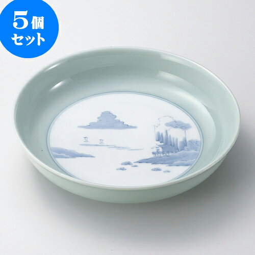 5個セット有田焼大皿 青磁内山水12号鉦鉢（有田焼） [ 37 x 7.5cm ] | 人気 おすすめ 食器 洋食器 業務用 飲食店 カフェ うつわ 器 おしゃれ かわいい ギフト プレゼント 誕生日 贈答品 食器セット 食器セット