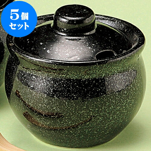 5個セット 薬味入 黒薬味壷（小） [ 7.2 x 6.8cm 110cc ] | つぼ 壺 壷 甕 薬味入 漬物 七味 卓上製品 カスター 陶器 せともの 瀬戸物 業務用 陶磁器 飲食店 旅館 料亭 モダン 可愛い インテリア 可愛い おしゃれ お洒落 プレゼント ギフト そば屋 引き出物 内祝い