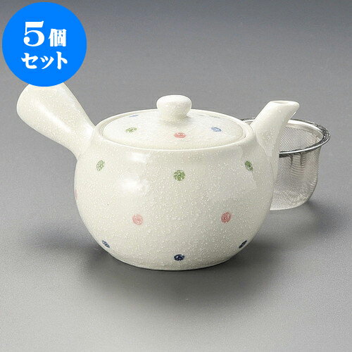 5個セット 急須 水玉淡雪急須（アミ付）350cc ] | ポット 急須 きゅうす 土瓶 お茶 一服 まったり 人気 おすすめ 食器 業務用 飲食店 カフェ うつわ 器 おしゃれ かわいい ギフト プレゼント 引き出物 誕生日 贈り物 贈答品 食器セット