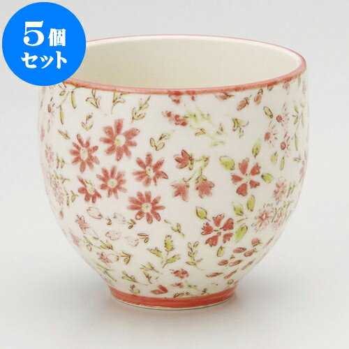5個セット 煎茶 なでしこ湯呑（赤） [ 7.4 x 7.4 x 6.8cm ] | 湯呑 湯のみ せん茶 千茶 一服 人気 おす..