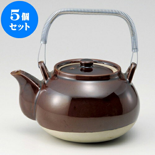 5個セット 耐熱土瓶 アメ栗型薬土瓶8号 [ 20 x 16 x 12cm 1,400cc ] | ポット 急須 土瓶 お茶 大きい ..