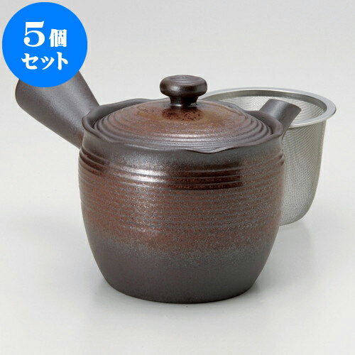 5個セット 急須 万古急須1.5花風炎（カゴ網付）（萬古焼）310cc ] | ポット 急須 きゅうす 土瓶 お茶 一服 まったり 人気 おすすめ 食器 業務用 飲食店 カフェ うつわ 器 おしゃれ かわいい ギフト プレゼント 引き出物 誕生日 贈り物 贈答品 食器セット