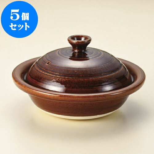 5個セット 土鍋 アメ釉ひとり鍋（萬古焼） [ 22.5 x 12.5cm 600cc ] | 土鍋 小さい 1人用 1人鍋 ミニ インスタ あったかい ほかほか 人気 おすすめ 食器 業務用 飲食店 カフェ うつわ 器 おしゃれ かわいい ギフト プレゼント 引き出物 誕生日 贈り物 食器セット