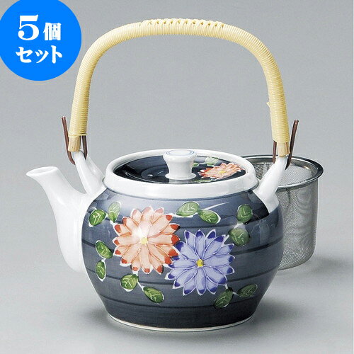 5個セット 土瓶 一珍菊絵U付6号土瓶（有田焼） [ 13.5 x 11cm 900cc ] | ポット 急須 土瓶 お茶 大きい 一服 まったり 人気 おすすめ 食器 業務用 飲食店 カフェ うつわ 器 おしゃれ かわいい ギフト プレゼント 引き出物 誕生日 贈り物 贈答品 食器セット
